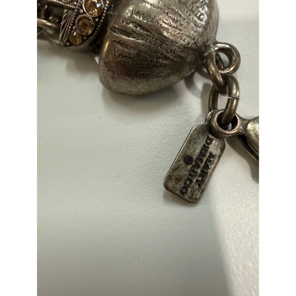 Mary DeMarco Woodland Charm Bracelet Jasper Mushroom Stag Rose Silver Tone